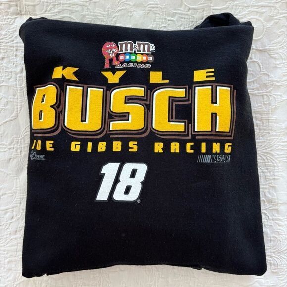 Nascar Kyle Busch #18 Black Chase Vintage Pullover Hoodie Sweatshirt Mens XL - Picture 2 of 9